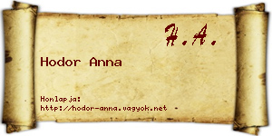 Hodor Anna névjegykártya